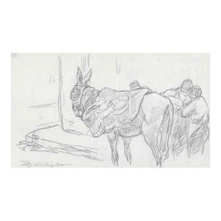 Walter Shirlaw Drawing of Donkey on Madrid Street For Sale