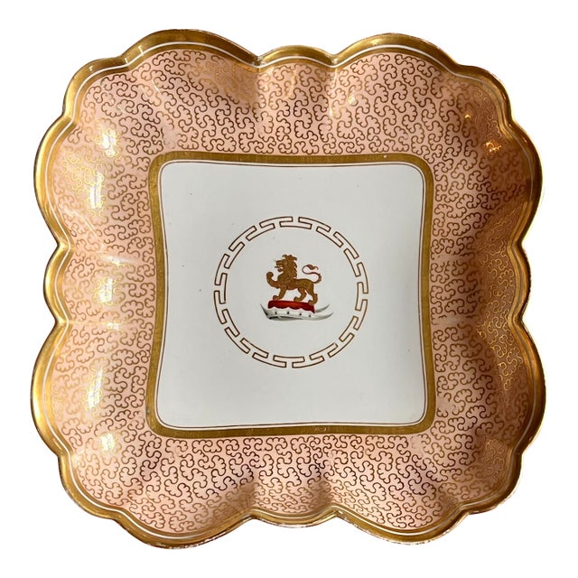 Antique Early 19th Century Worcester Barr Flight & Barr Porcelain Armorial Square Serving Dish For Sale