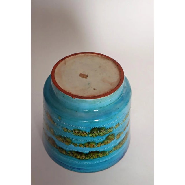 Ceramic Large Blue Turquoise Flower Pot attributed to Aldo Londi for Bitossi, 1960s For Sale - Image 7 of 12