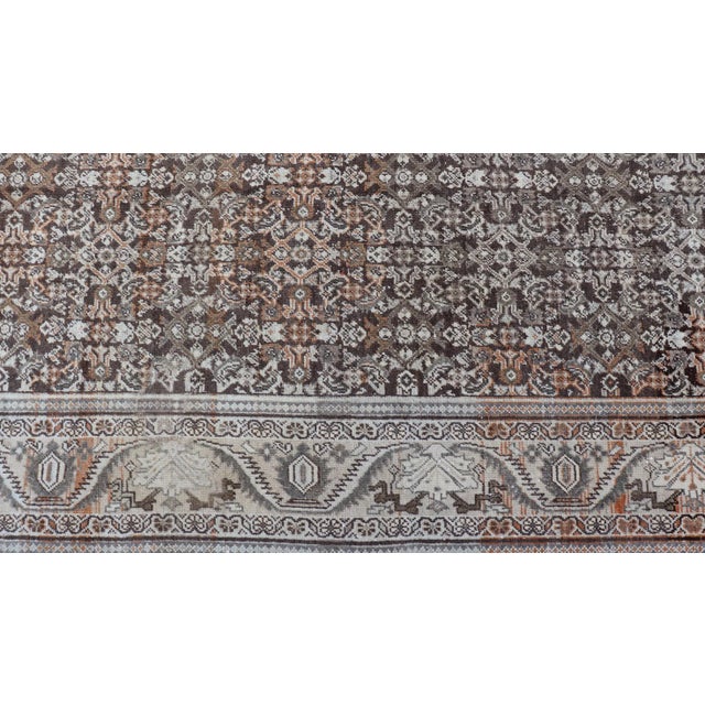 Early 20th Century Antique Mahal Persian Carpet With All-Over Herati Design in Ivory, Gray & Brown 10'4 X 17'3 For Sale - Image 5 of 16