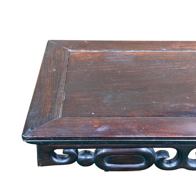 Vintage Dark Brown Wood Ming Style Ru Yi Apron Console Altar Table For Sale - Image 10 of 13