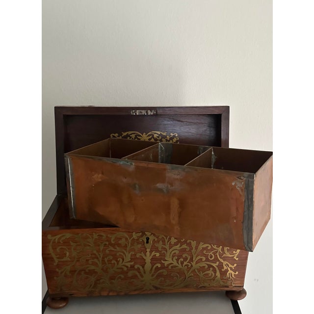Mid 19th Century Napoleon III Rosewood Tea Caddy With Brass Boule Detal For Sale - Image 12 of 12