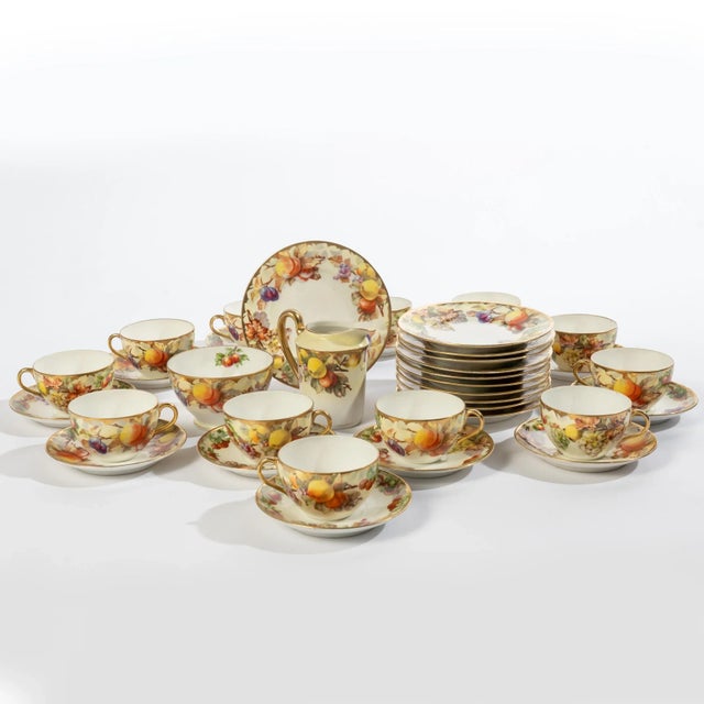 Early 20th Century Hand-Painted Porcelain Dessert Set Marked Bha- 37 Pieces For Sale - Image 10 of 10