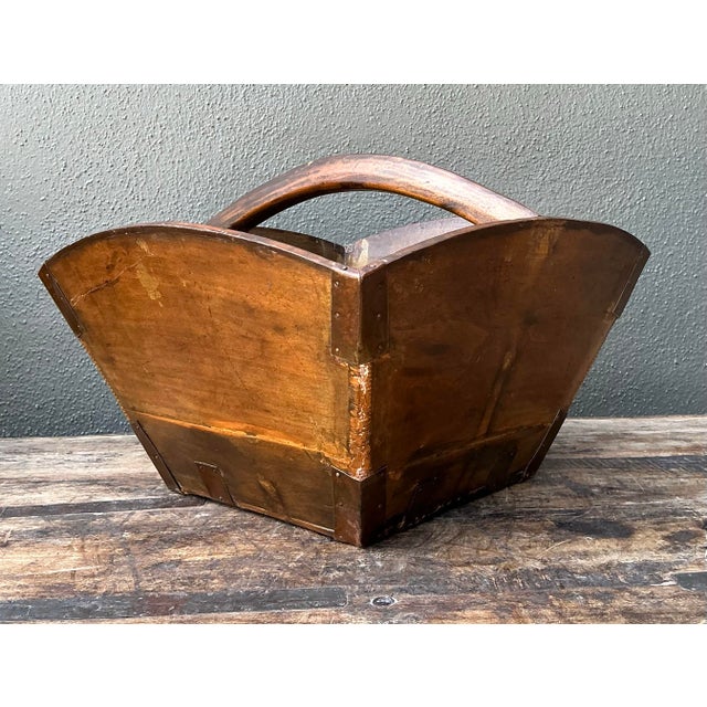Vintage Hand Made Wooden Basket For Sale - Image 9 of 12
