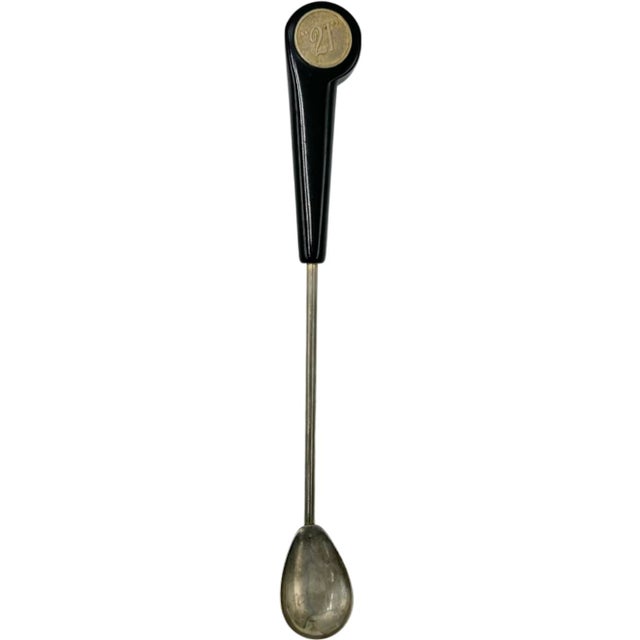 Silver Vintage the 21 Club Nyc Restaurant Cocktail Spoon Stirrer Barware For Sale - Image 8 of 8