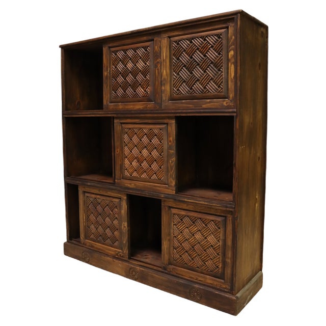 Vintage Hand Carved Bookshelf, 1990s For Sale