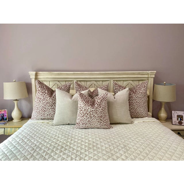 This gorgeous blush and cream leopard animal print pillow will set your room apart. The pattern is a raised textured...