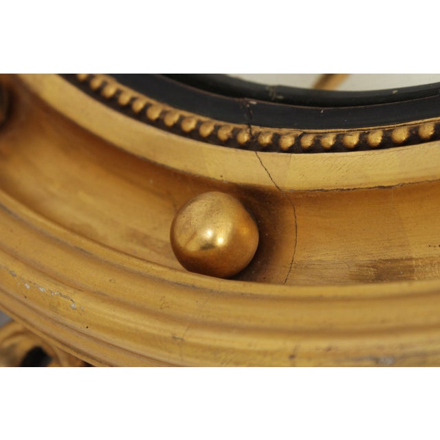 18th Century Antique Federal 18th C. Gold Gilt Convex Bullseye Wall Mirror For Sale - Image 5 of 12