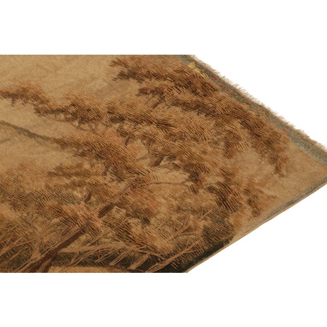 Late 19th Century Handwoven Antique Japanese Tapestry in Beige-Brown Lion Pictorials For Sale - Image 5 of 7