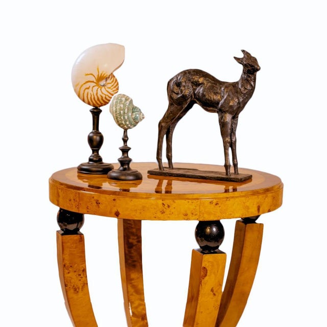Art Deco Table in Burl Walnut Veneer and Black Lacquer For Sale - Image 5 of 6