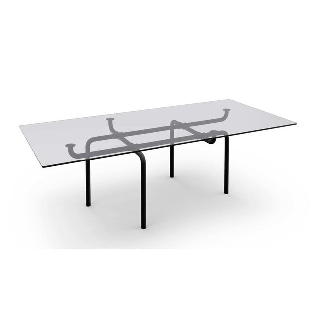 Vico Magistretti Edison Dining Table by Vico Magistretti for Cassina in Glass & Steel For Sale - Image 4 of 14