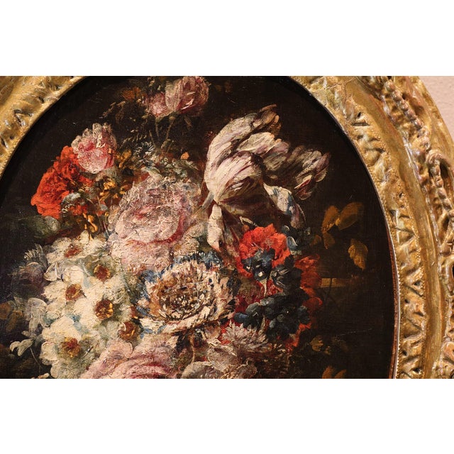 Workshop of Margherita Caffi, Still Lifes of Flowers, 1700, Oil on Canvases, Set of 2 For Sale - Image 9 of 16