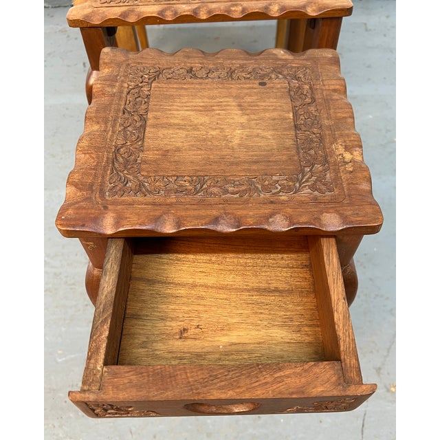 Set of Four Carved Antique Nesting Tables For Sale - Image 13 of 14