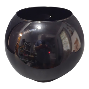 20th C. Mid-Century-Modern Dark Amethyst Almost Black Art Glass Rose Bowl Vase