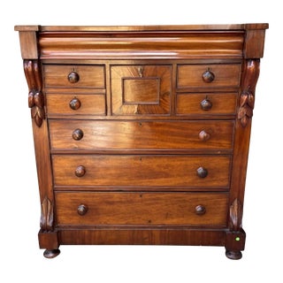 Early 19th Century Antique American Empire Carved Dresser For Sale