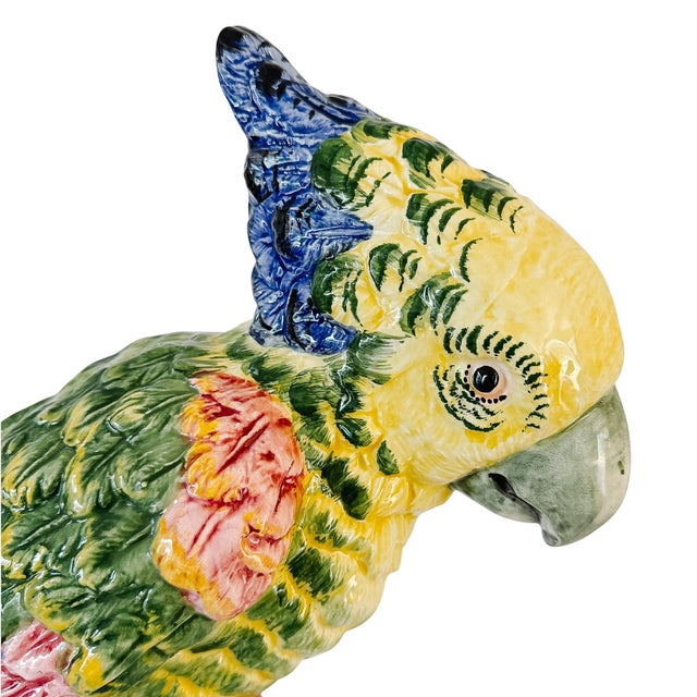 Large Scale Vintage Italian Majolica Ceramic Parrot Sculpture by Intrada For Sale - Image 9 of 15