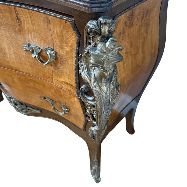 1960s 1960s French Louis XV Style Marble Top Bombe Commode With Figural Ormolu Mounts For Sale - Image 5 of 12