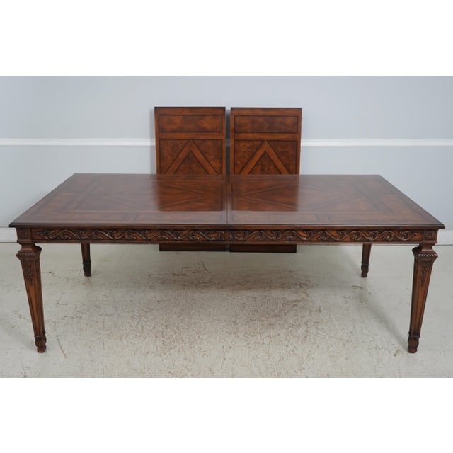 Age: Approx: 25 Years Old Details: French Louis XVI Style Nice Carved Details Large Impressive Table Gorgeous Burl Walnut...