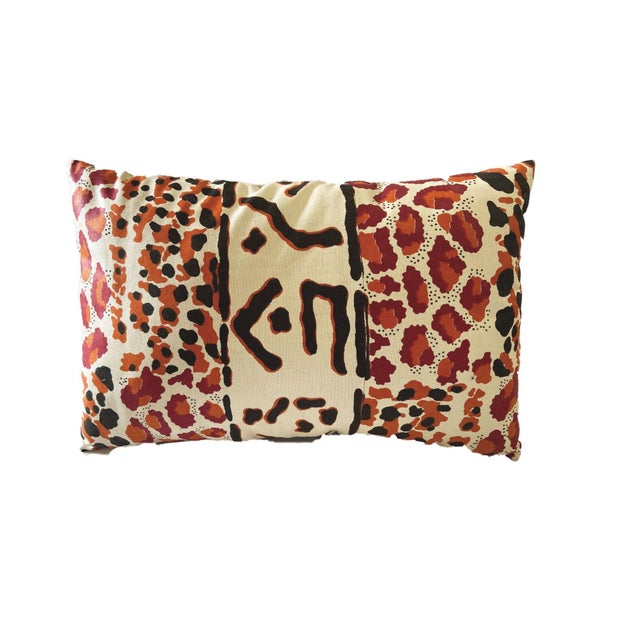 1980s Custom Made Animal Print Lumbar Pillow 17" W For Sale - Image 5 of 5