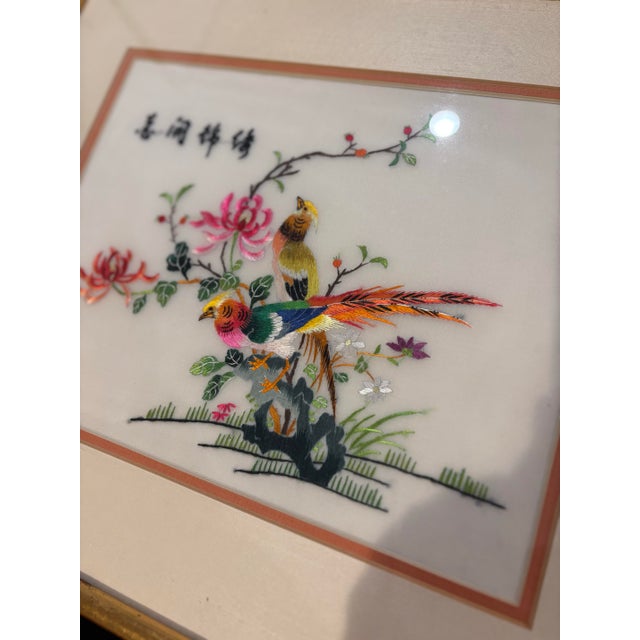 Vintage Framed Needlepoint Chinoiserie Artwork- Set of 3 For Sale - Image 9 of 12