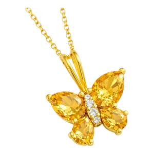 Citrine Butterfly Gemstone Pendant Necklace in 925 Sterling Silver