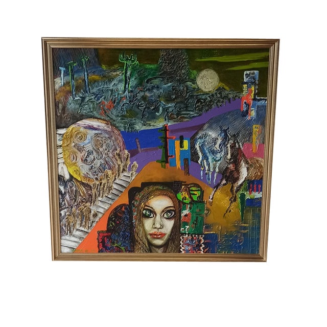 Barbara Urszula Piwarska, Composition, Oil on Canvas, 1970s For Sale