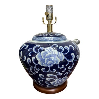 Vintage Ralph Lauren Blue and White Porcelain Lamp For Sale