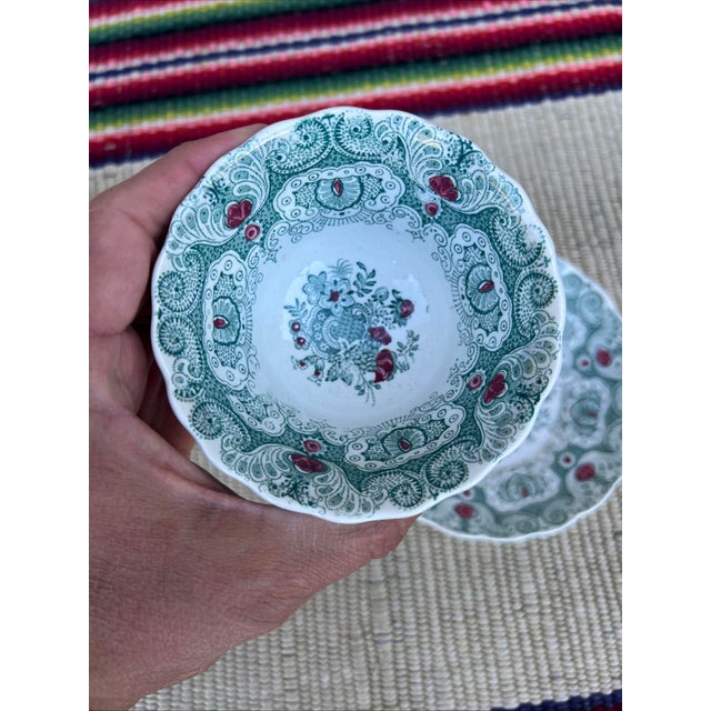 A Pair of Antique Staffordshire Green Transferware Decorated Cups and Saucers, by Adams, Circa 1830's For Sale - Image 11 of 16