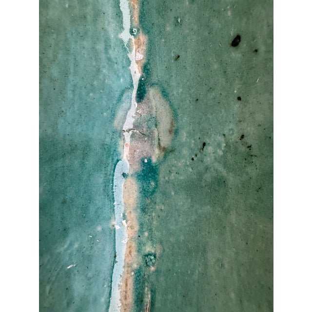 Late 20th Century Seafoam Turquoise Ceramic Vessel on Plinth For Sale - Image 12 of 12