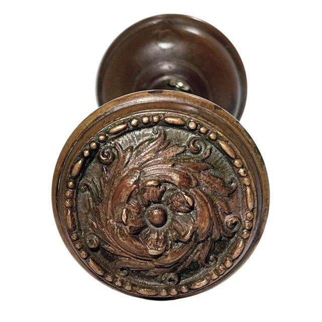 1900 - 1909 1900s Antique American Romanesque Bronze Door Knobs - A Pair For Sale - Image 5 of 7
