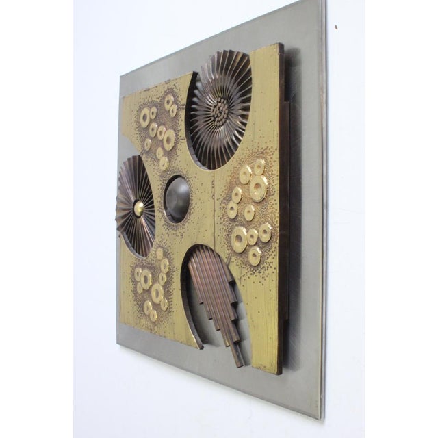 Brutalist Brutalist Brass Wall Panel, 1970s For Sale - Image 3 of 16