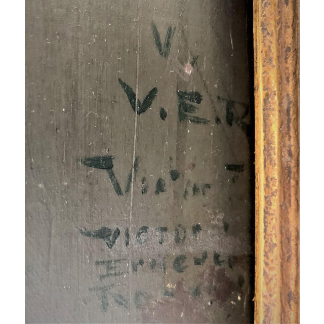 Mid 20th Century Vintage Argentinian Lady With a Fan Painting Signed V. E. R., Framed For Sale - Image 5 of 7