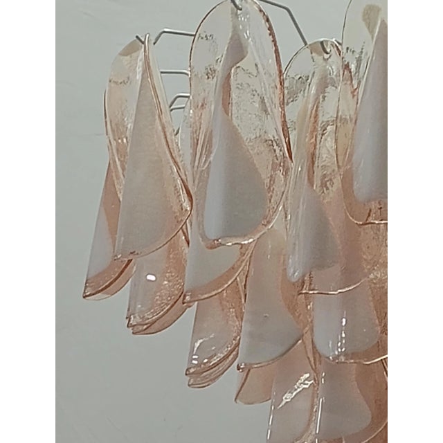 Round Light Pink and White Murano Art Glass Chandelier, 2000 For Sale - Image 6 of 10