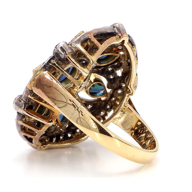2.57 Carat Blue Sapphire and Diamond Gold Ring, Size 7.75 For Sale - Image 4 of 9