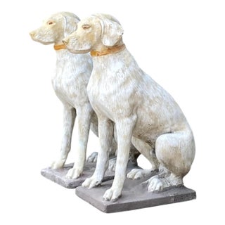 Vintage Cement Dog Sculptures - A Pair For Sale