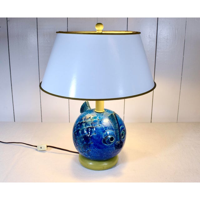 Mid-Century Modern 1970s Rimini Blu Ceramic Fish Lamp by Aldo Londi for Bitossi For Sale - Image 3 of 11
