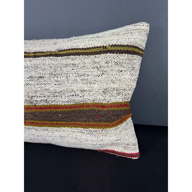 Turkish Hemp Pillow Cushion Natural Beige Brown Pillow Cushion Cover 16" x 24" For Sale - Image 4 of 4