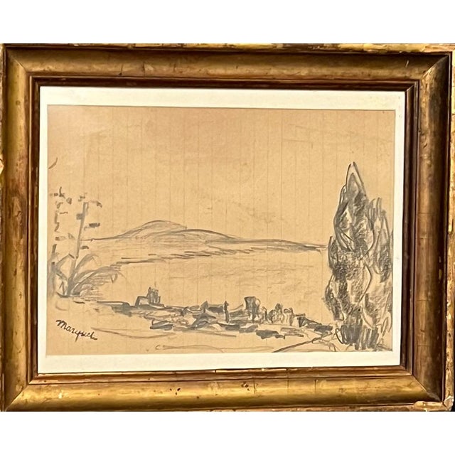 Albert MARQUET (1875 - 1947), French painter Southern landscape Graphite pencil on school paper, Signature stamp in the...