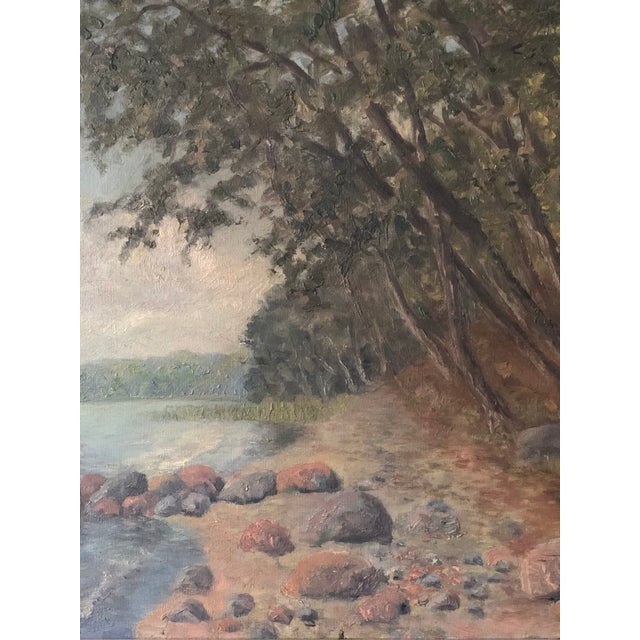 Wood Vintage Original Seascape Oil Painting, Signed Large Coastal Landscape For Sale - Image 7 of 10