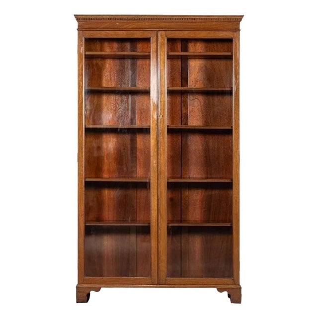 English Mahogany Glazed Bookcase, 1900 For Sale