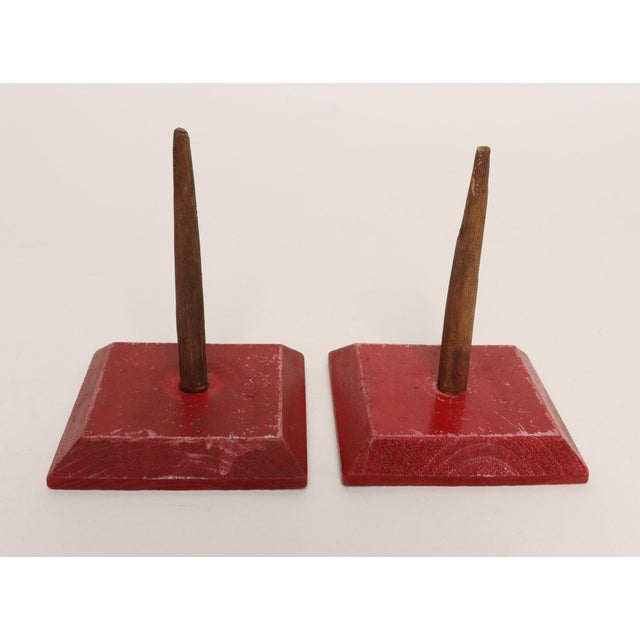 1950s Pair of Vintage Folk Art Handmade Wooden Ring Toss Games For Sale - Image 5 of 12