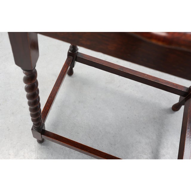 Brown English Oak Barley Twist Side Table with Shaped Top, 1900s For Sale - Image 8 of 11