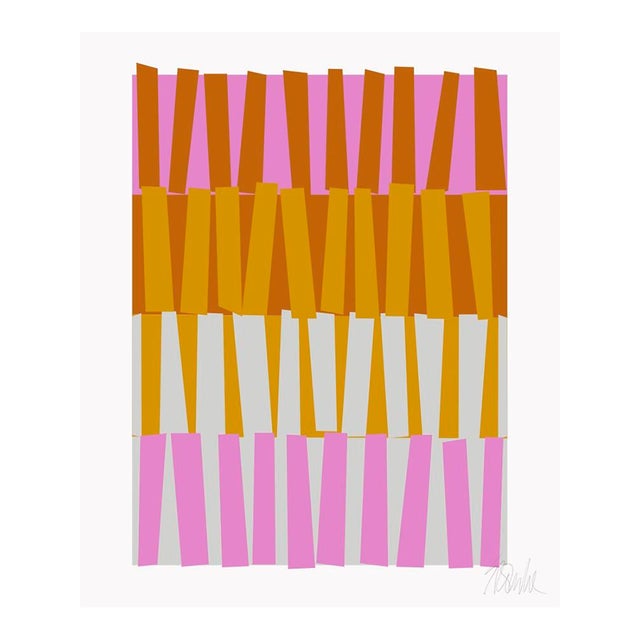 Color Rhythm in Pink and Carmel Fine Art Print 45" X 55" by Liz Roache For Sale