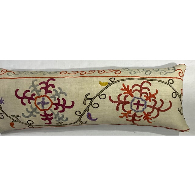 1910s Single Antique Silk Embroidery Suzani Pillow For Sale - Image 5 of 12