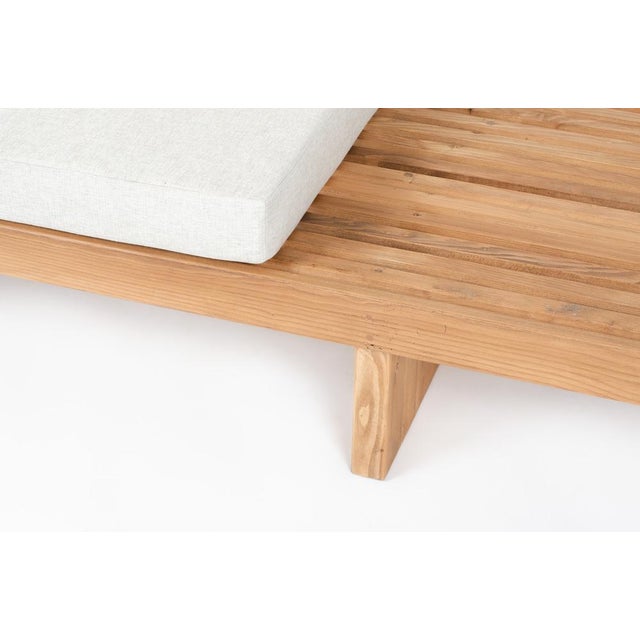 Slatted Bench with Linen Cushions, 1950s For Sale - Image 12 of 15