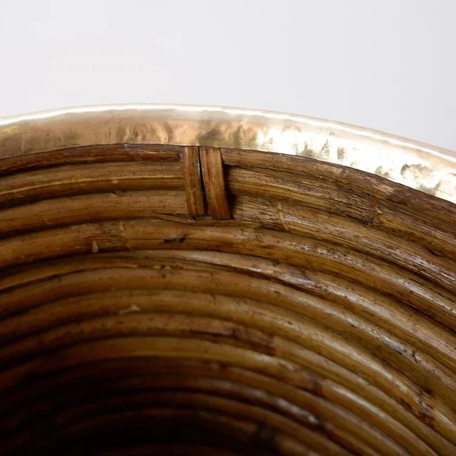 Rattan and Brass Umbrella Stand, 1970s For Sale - Image 3 of 10