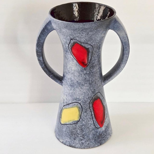 Vintage Vase in Red and Yellow Ceramic, 1950 For Sale - Image 16 of 16