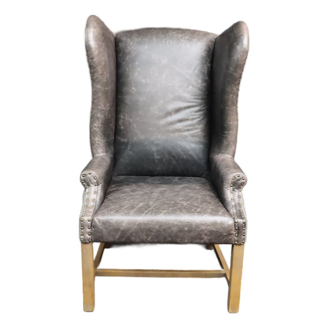 Restoration Hardware–Attributed Wingback Chair For Sale
