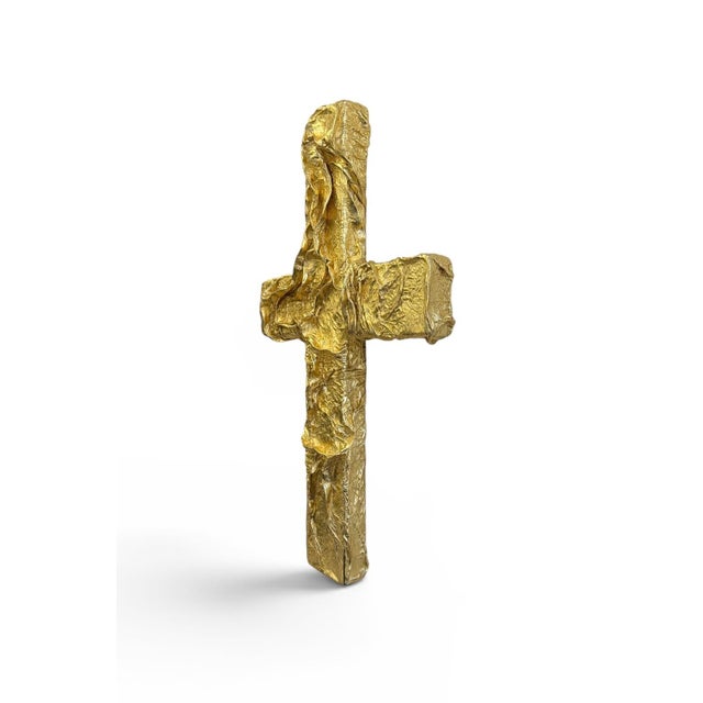This one-of-a-kind sculptural wall cross is handcrafted over a solid wood core using genuine leather finished in a richly...