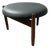 Mid Century Style Round Walnut and Black Leather Ottoman For Sale